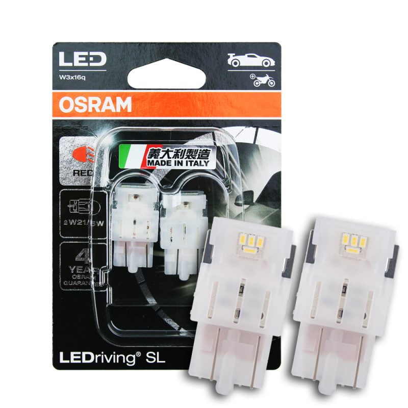 OSRAM 汽車LED燈 T20 雙蕊紅光/7515DRP 12V 1.7W 公司貨(2入)煞車燈/尾燈