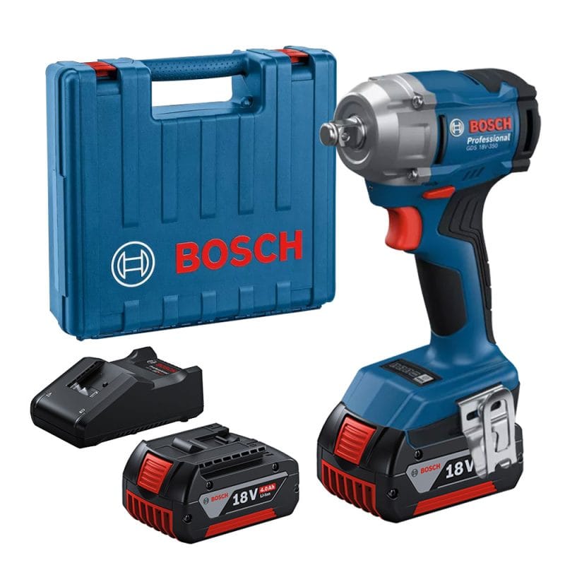 BOSCH博世 18V鋰電免碳刷衝擊板手 GDS 18V-350 (4.0Ah電池*2)