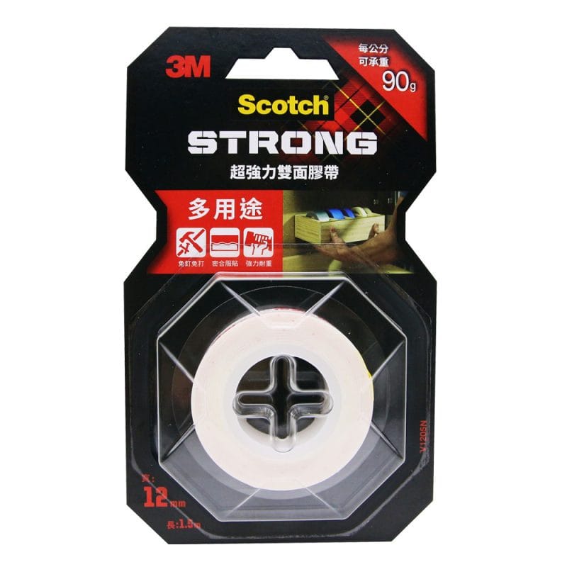 3M 多用途V1205N SCOTCH 超強力雙面膠帶(12mm x 1.5米)