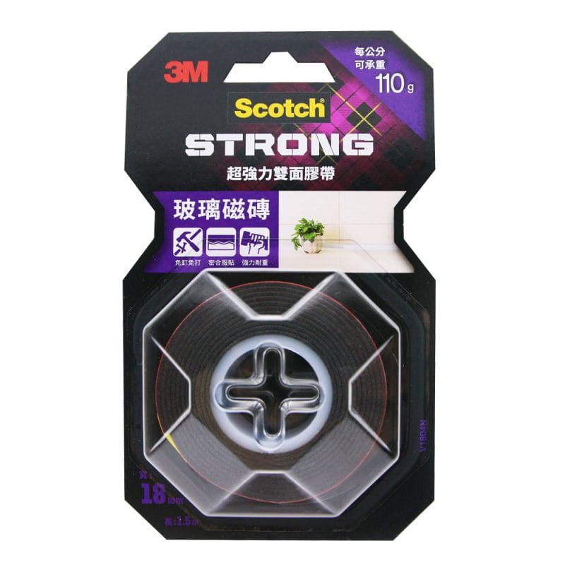 3M 玻璃磁磚V1804N SCOTCH 超強力雙面膠帶(18mm x 1.5米)