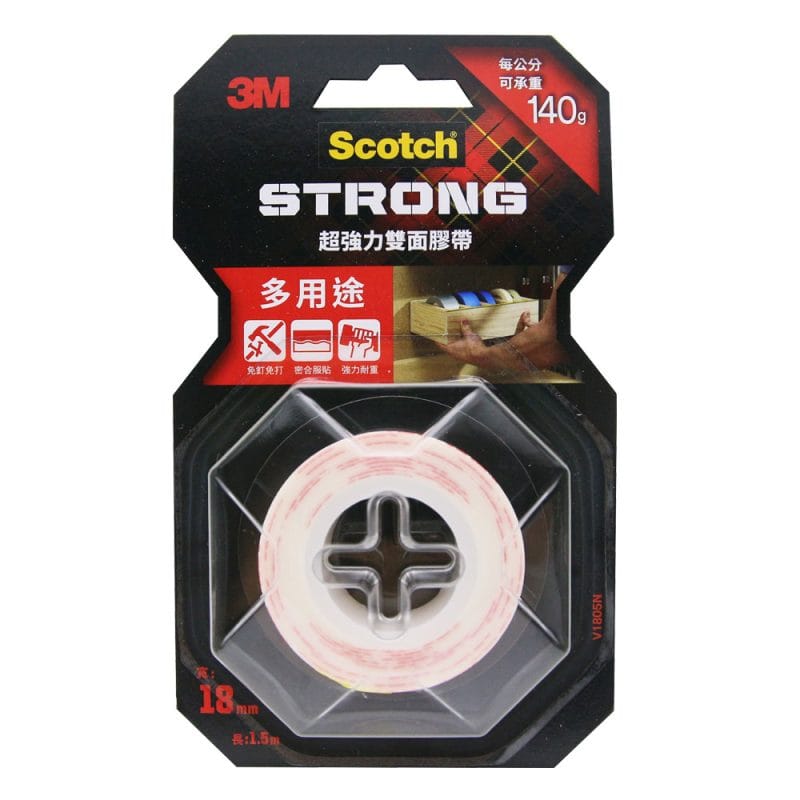 3M 多用途V1805N SCOTCH 超強力雙面膠帶(18mm x 1.5米)