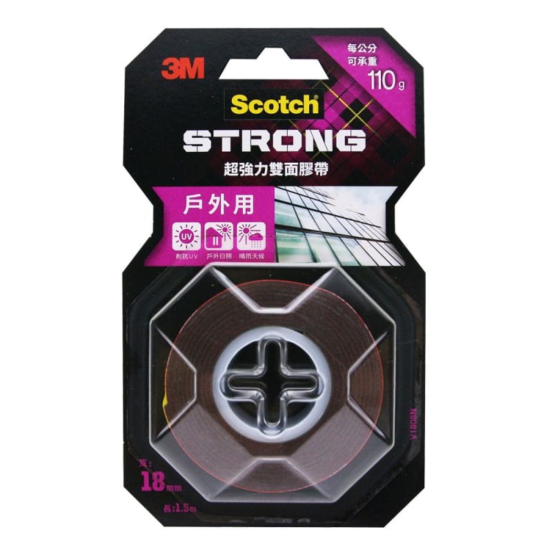 3M 戶外用V1808N SCOTCH 超強力雙面膠帶(18mm x 1.5米)
