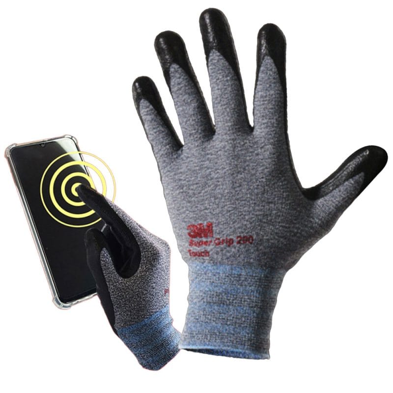 3M Super Grip 200 Touch觸控款超耐磨工作手套/L-五雙入 (灰色/防滑耐磨)