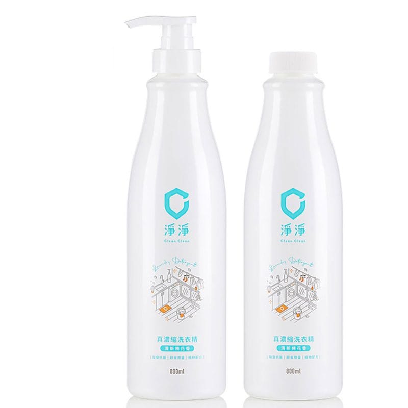 【淨淨】真濃縮洗衣精/標準瓶 800ml + 補充瓶 800ml
