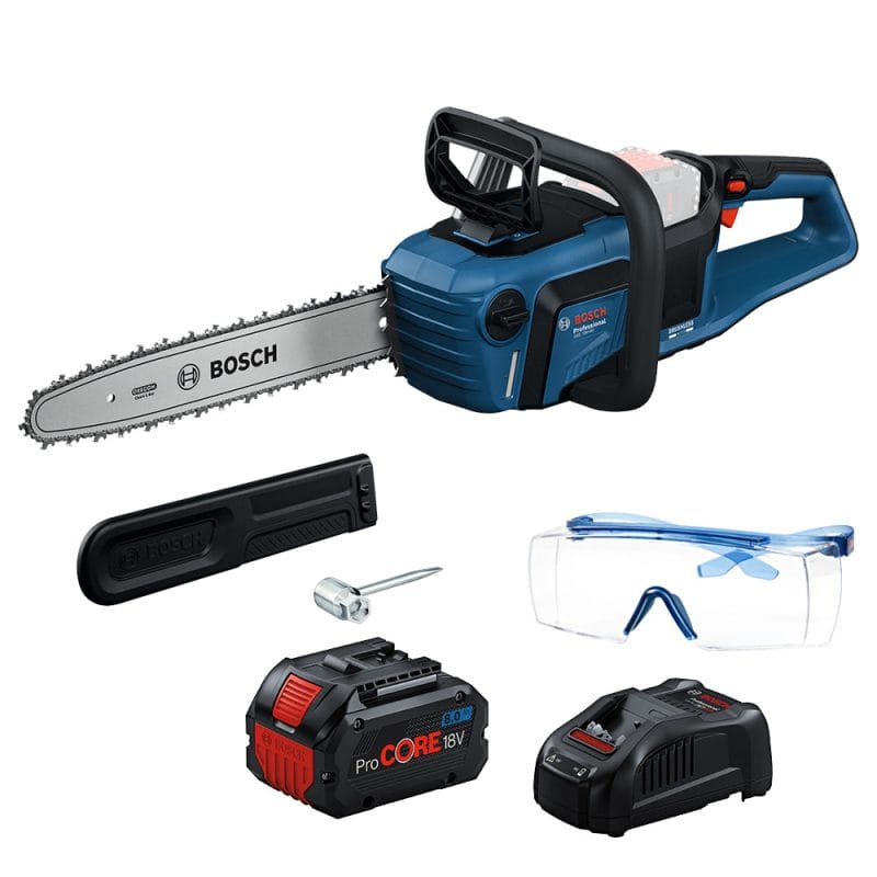 BOSCH博世 18V雙渦輪無刷鋰電鏈鋸機(8.0Ah電池+8A快充組) GKE 18V-40 再送3M安全護目鏡
