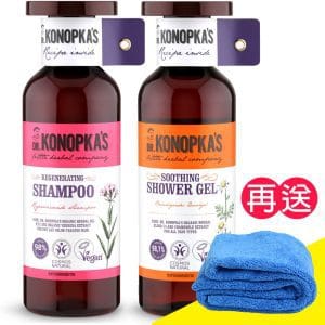 【珂諾譜】［活力重塑］洗髮精+［舒緩保濕］沐浴精-Dr. Konopka's《贈長毛巾超細纖維》