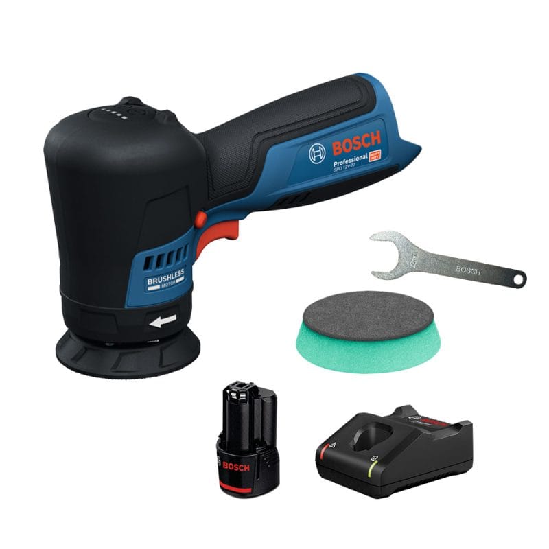 BOSCH博世 12V鋰電免碳刷抛光機3.0Ah套組(3吋RO機/GPO 12V-77) 再送台灣製打蠟海綿