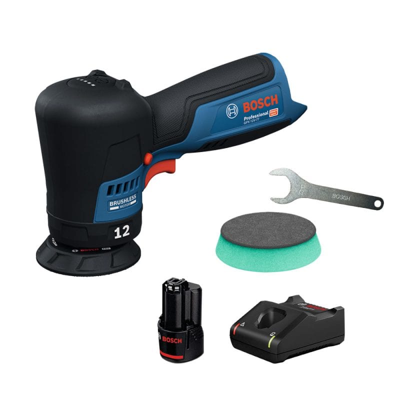BOSCH博世 12V鋰電免碳刷打蠟機3.0Ah套組(3吋DA機/GPX 12V-77) 再送台灣製打蠟海綿