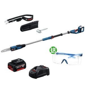 BOSCH博世 18V無刷鋰電鏈鋸機/伸縮式修枝剪(5.0Ah電池+8A快充組) GKE 18V-25 TP 再送3M安全護目鏡
