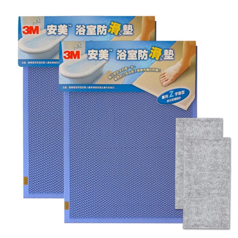 3M 安美浴室防滑墊(2入) 天藍色 60x45cm《送2入 竹炭擦拭布》