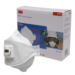 3M FFP3 拋棄式帶閥防塵口罩9332A+ (10片/盒) 汽車鈑噴/修補、工業/建築粉塵場所適用