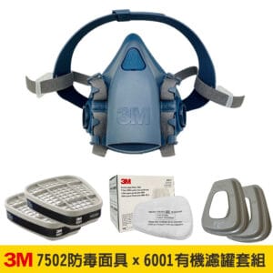 MA-D002_S00038-a 3M 7502防毒面具X有機濾罐套組(6001有機氣體濾毒罐+5N11過濾棉+濾蓋)
