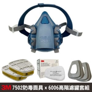 MA-D002_S00039-a 3M 7502防毒面具X高階濾罐套組(6006高階綜合濾毒罐+5N11過濾棉+濾蓋)